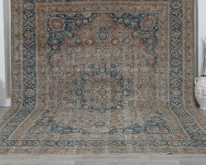 Multicolor Turkish Oushak Rug 9' 6" x 12' 2" Hand-Knotted detail