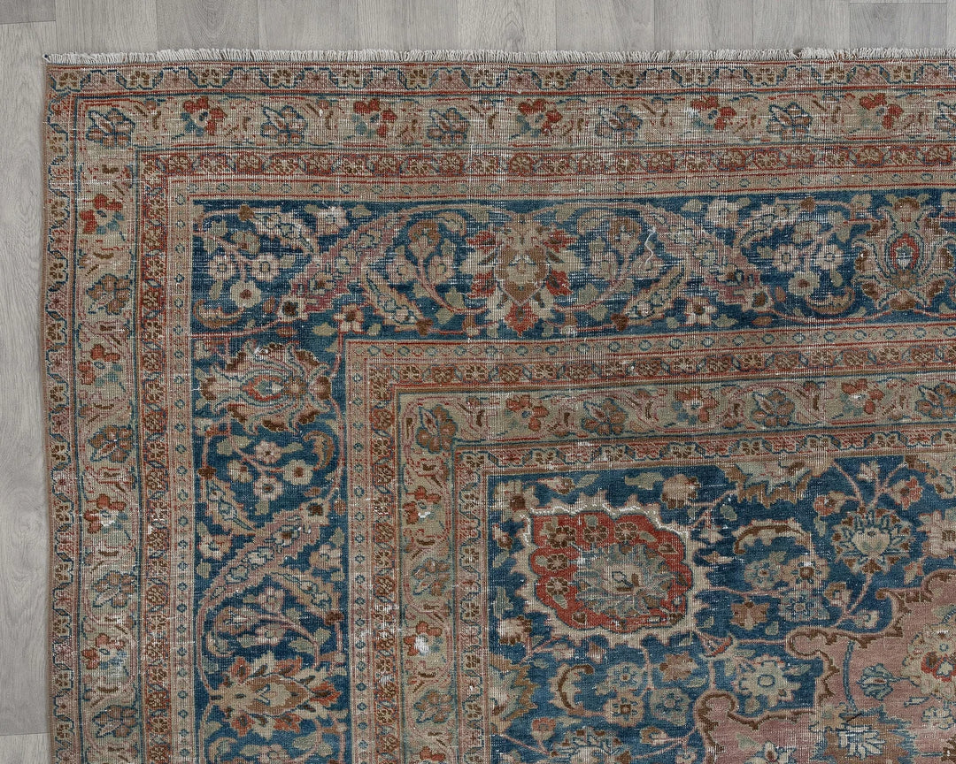 Multicolor Turkish Oushak Rug 9' 6" x 12' 2" Hand-Knotted close-up