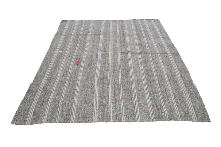 Gray Kilim Rug 7' 1" x 8' 4" | No. VR37535