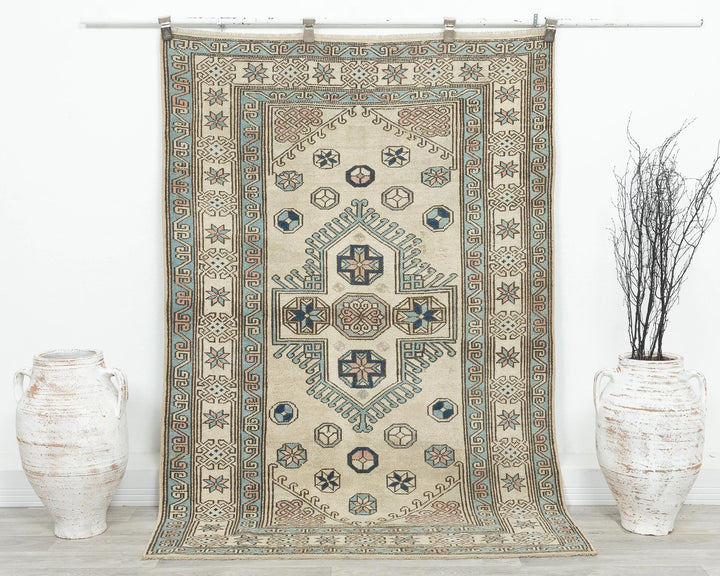 Multicolor Turkish Oushak Rug 6' 3" x 4' 2" Hand-Knotted | No. VR37768