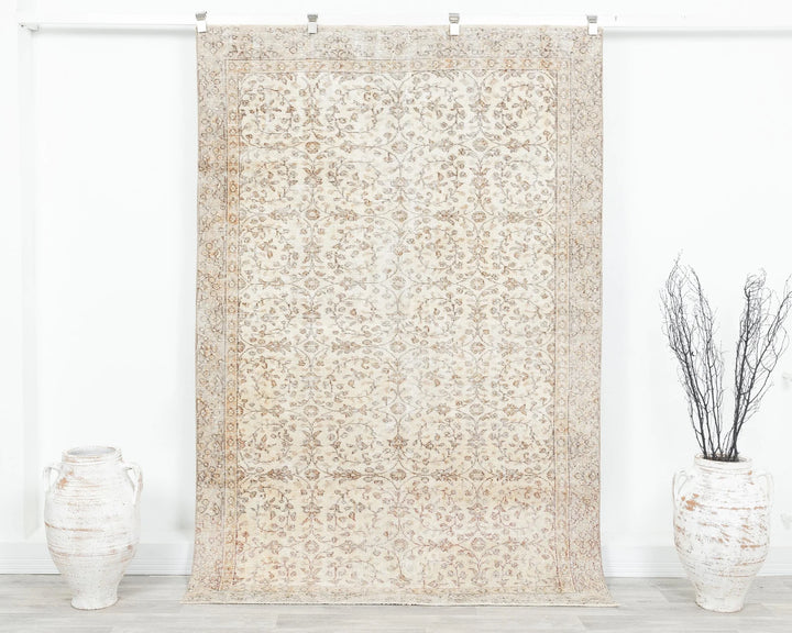 Beige Turkish Oushak Rug 5' x 7' 4" Hand-Knotted