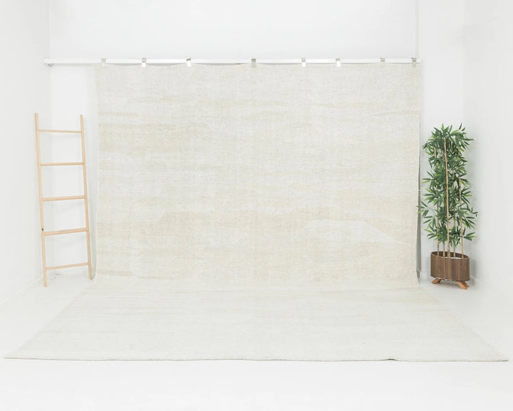 White Turkish Kilim Rug 9' 10" x 12' 1" Flat-Weave | No. VR37923