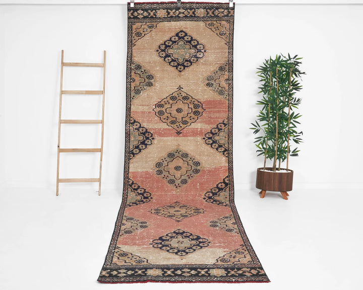 Multicolor Turkish Oushak Rug 3' 4" x 11' 7" Hand-Knotted | No. VR38083