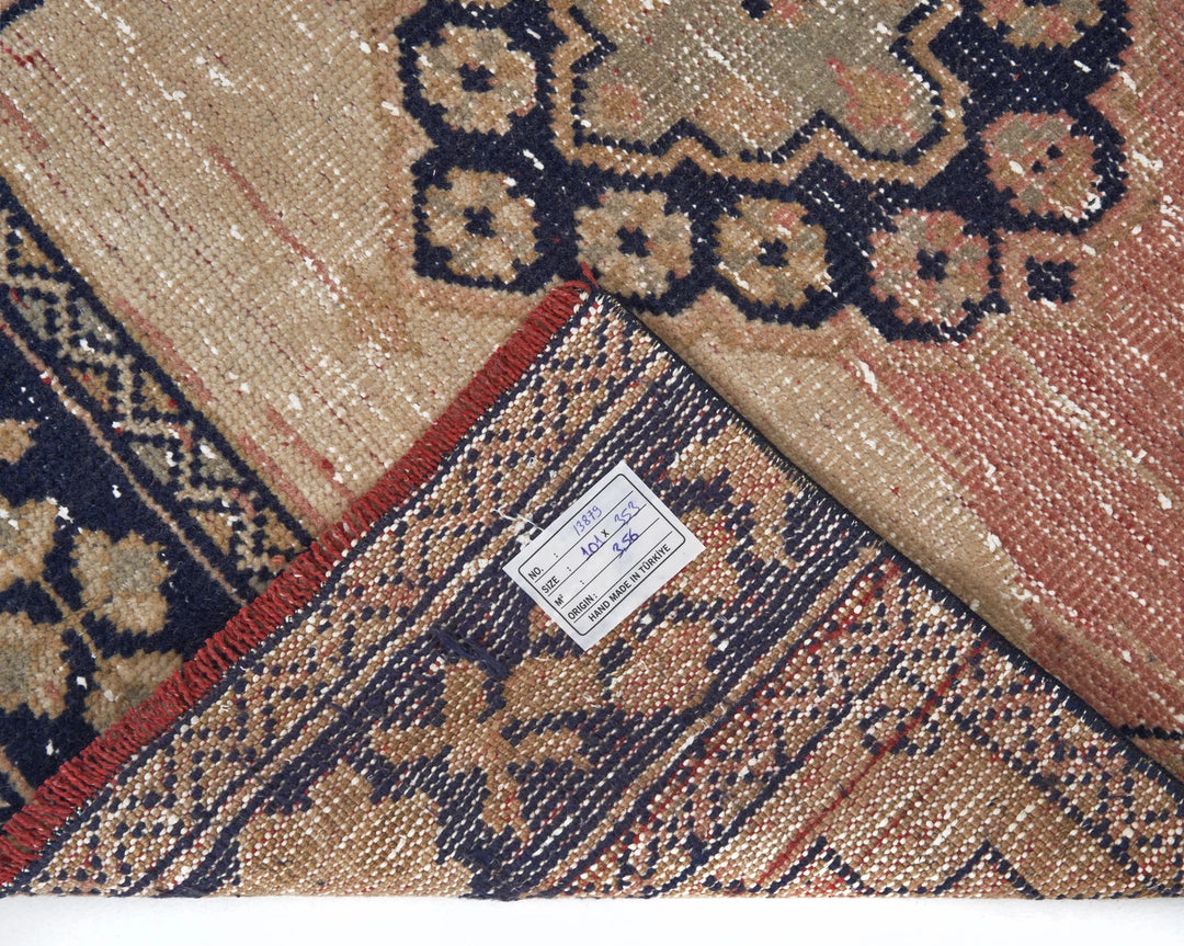 Multicolor Turkish Oushak Rug 3' 4" x 11' 7" Hand-Knotted | No. VR38083