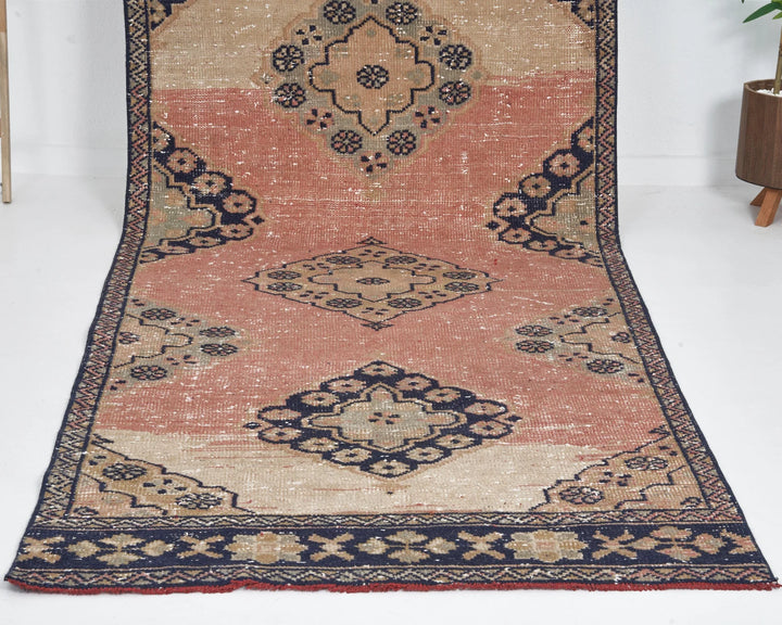 Multicolor Turkish Oushak Rug 3' 4" x 11' 7" Hand-Knotted | No. VR38083