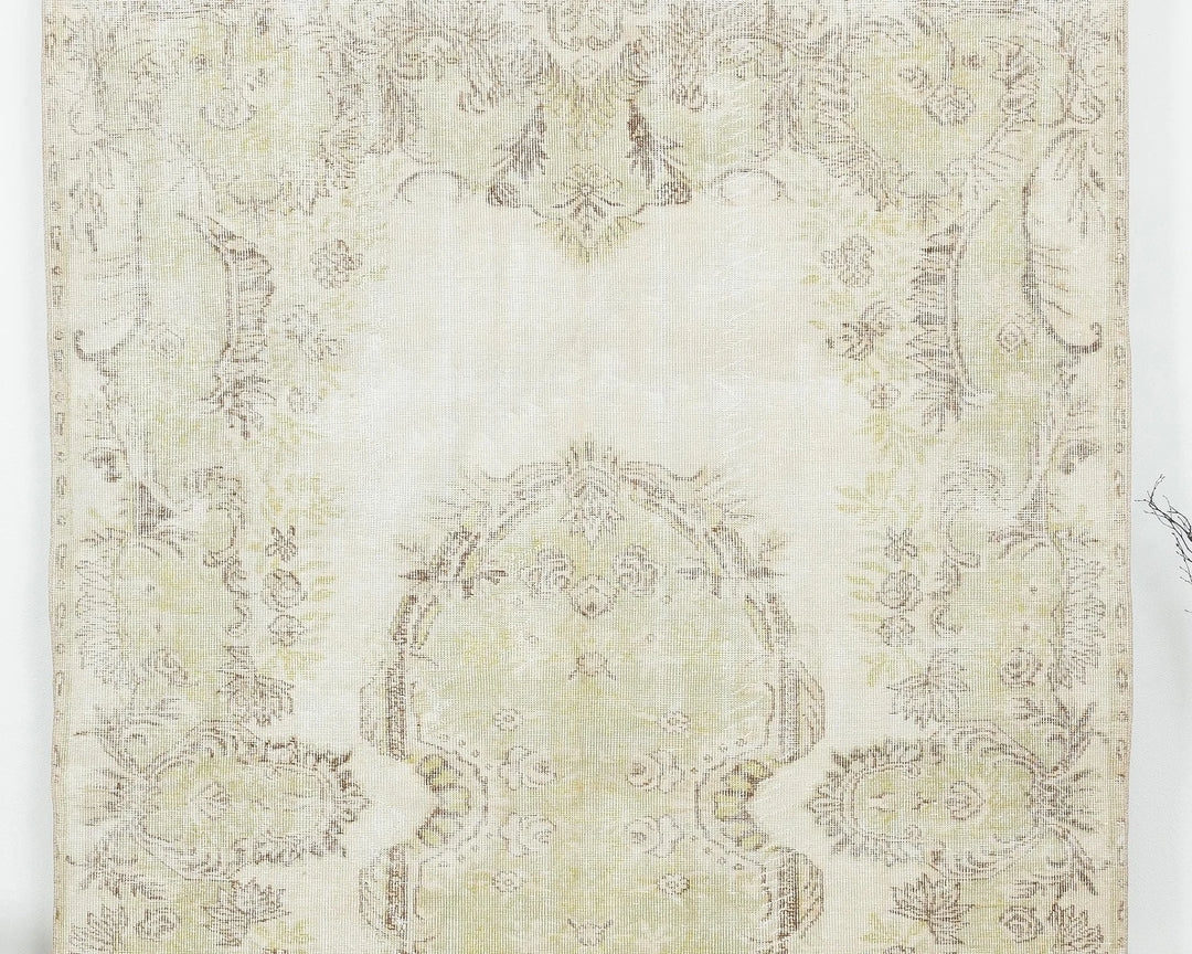 Beige Turkish Oushak Rug 6'2" x 9'8" Hand-Knotted | No. VR38297