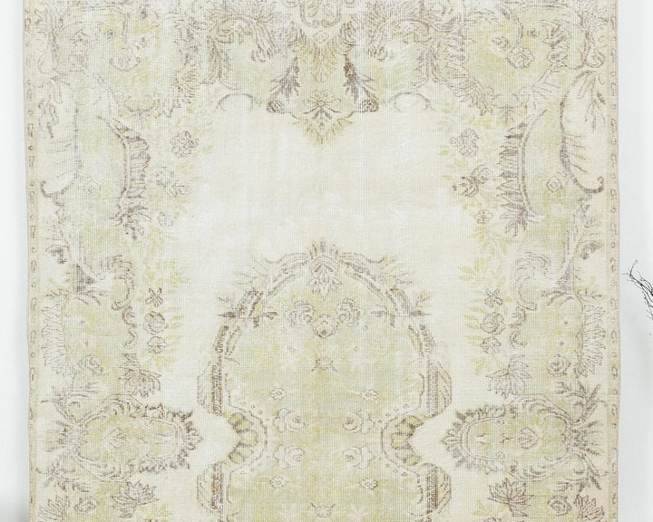 Beige Turkish Oushak Rug 6'2" x 9'8" Hand-Knotted | No. VR38297