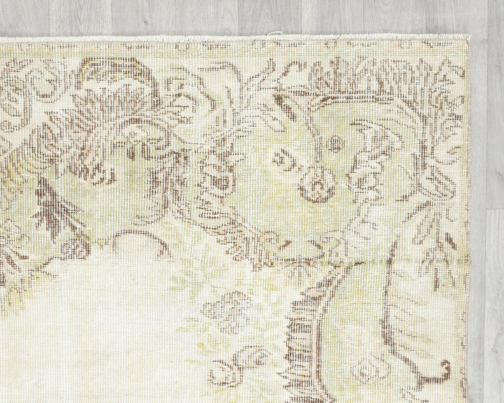 Beige Turkish Oushak Rug 6'2" x 9'8" Hand-Knotted | No. VR38297