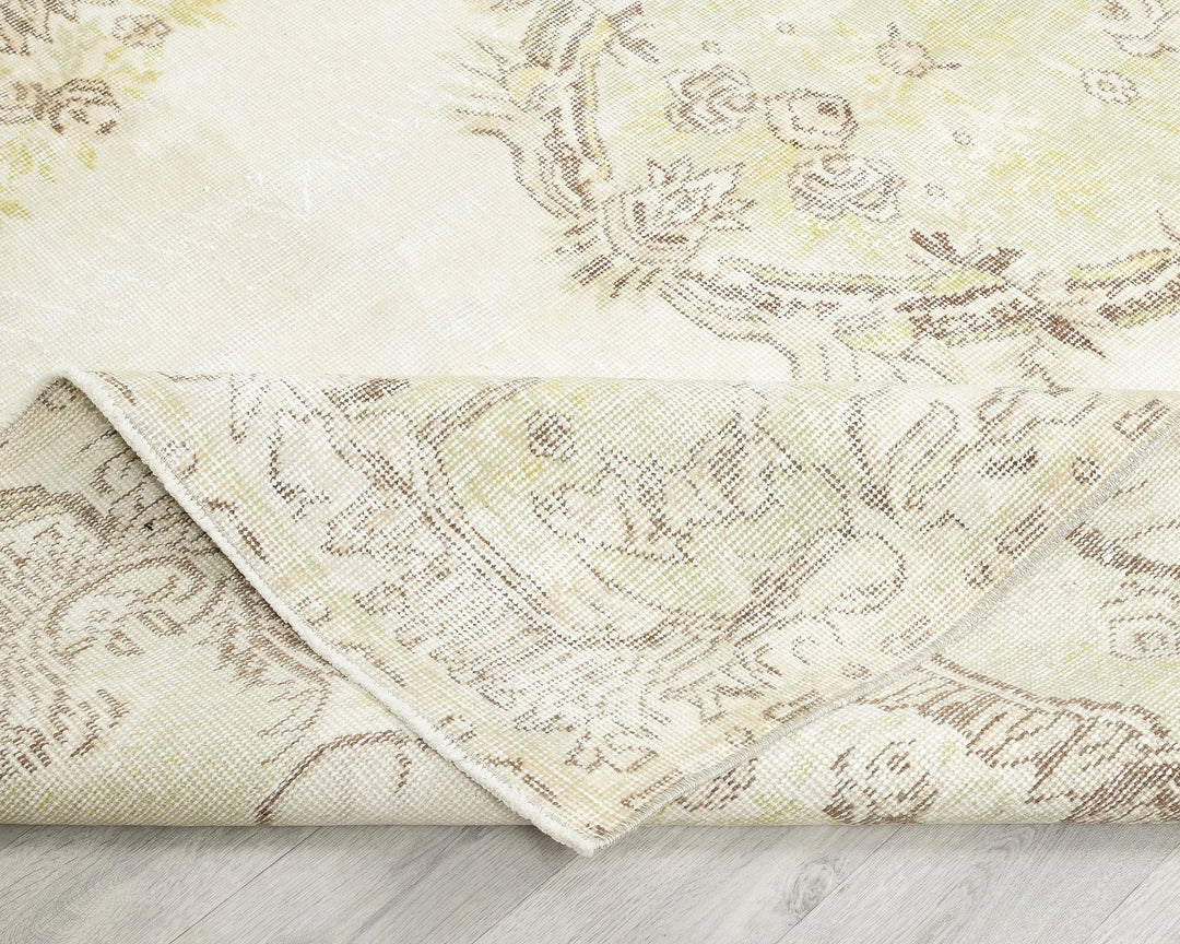 Beige Turkish Oushak Rug 6'2" x 9'8" Hand-Knotted | No. VR38297