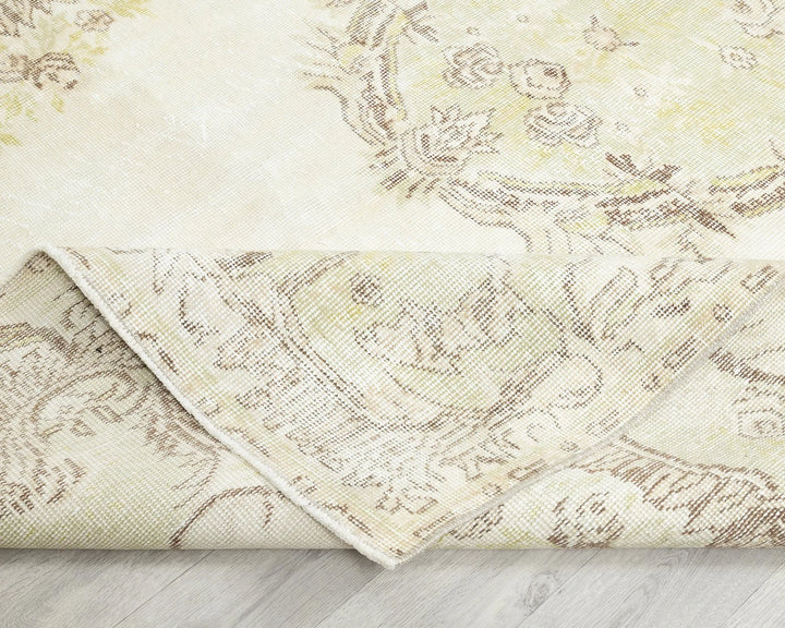Beige Turkish Oushak Rug 6'2" x 9'8" Hand-Knotted | No. VR38297