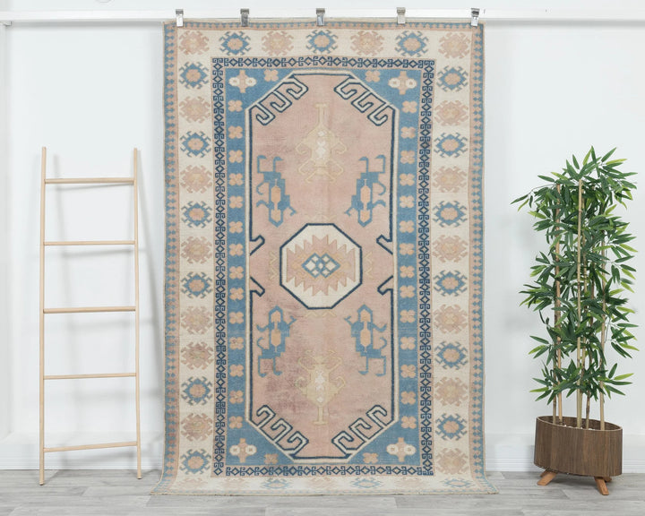 Multicolor Turkish Oushak Rug 4' 8" x 7' 3" Hand-Knotted | No. VR38460