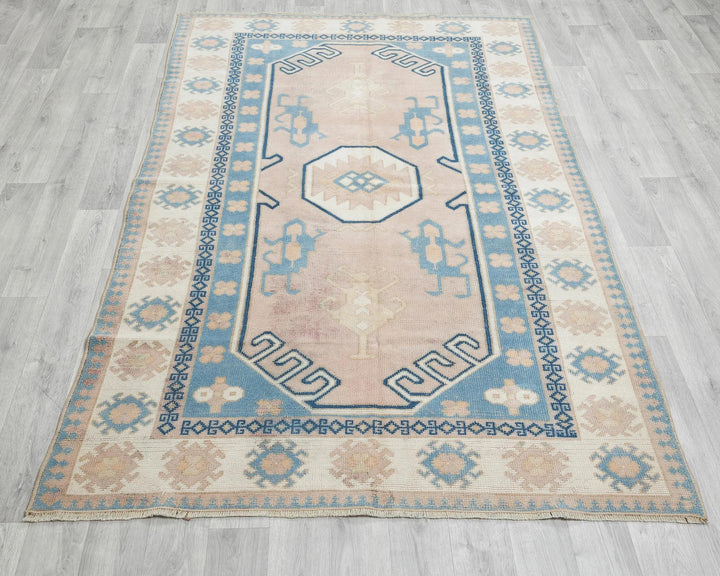 Multicolor Turkish Oushak Rug 4' 8" x 7' 3" Hand-Knotted | No. VR38460
