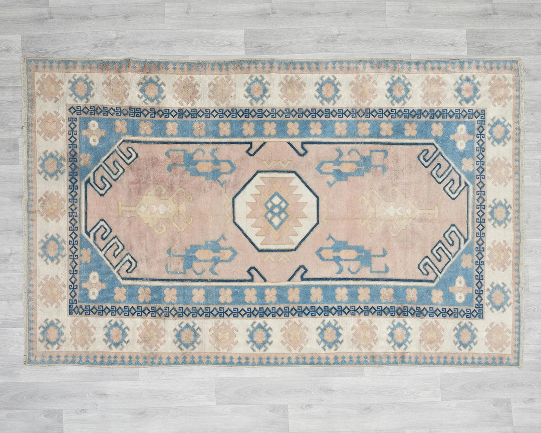 Multicolor Turkish Oushak Rug 4' 8" x 7' 3" Hand-Knotted | No. VR38460