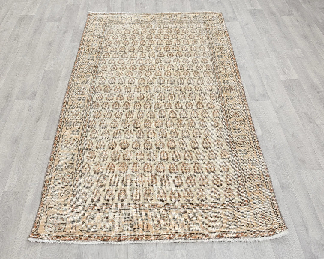 Beige Oushak Rug 3' 9" x 6' 9" | No. VR38507