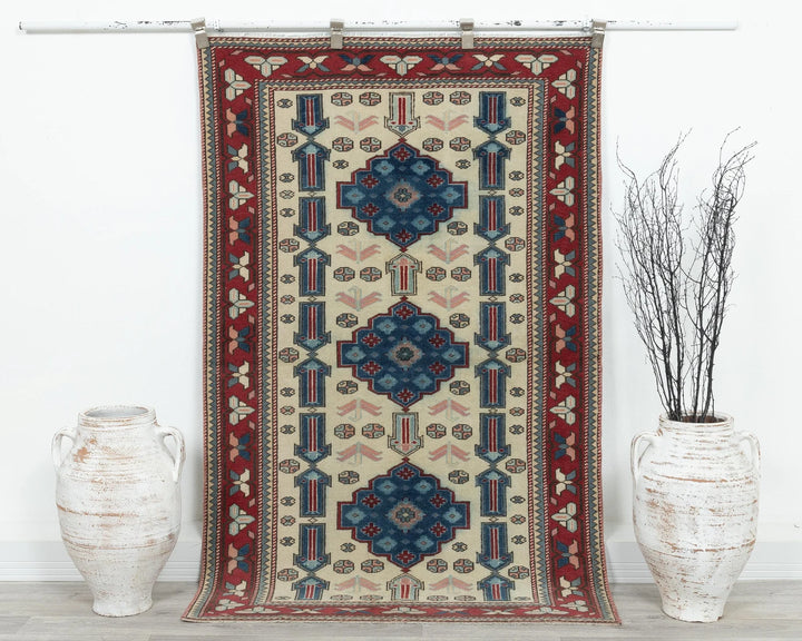 Neutral Oushak Rug 3' 8" x 5' 11" | No. VR38550