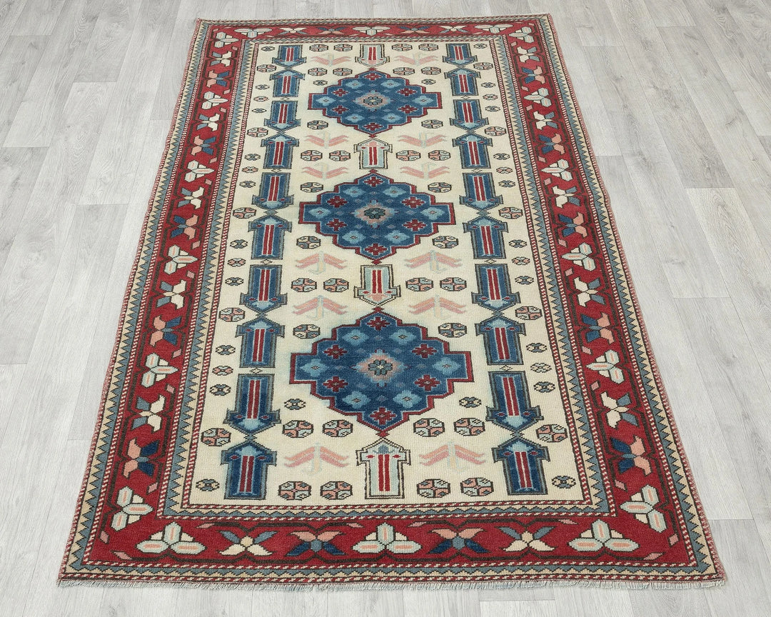 Neutral Oushak Rug 3' 8" x 5' 11" | No. VR38550
