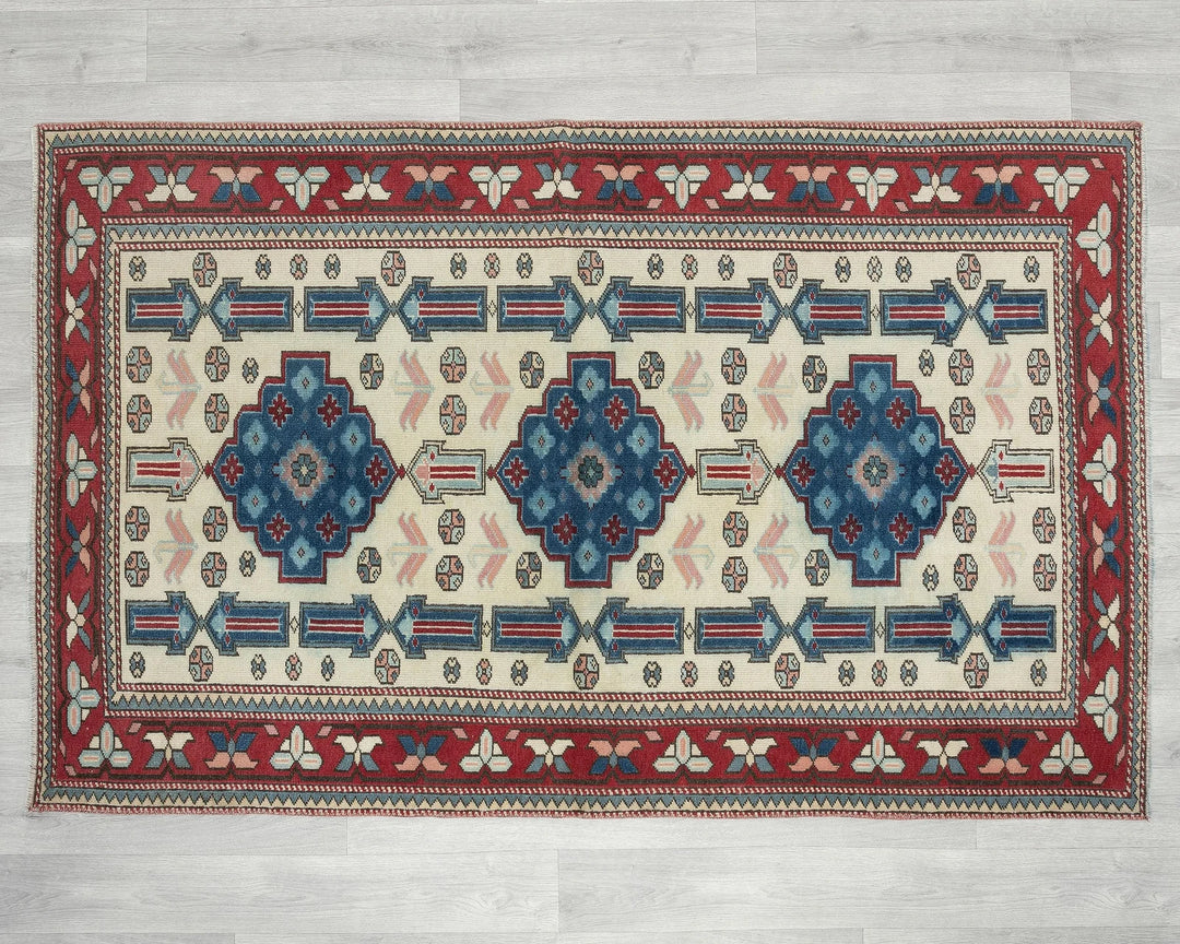 Neutral Oushak Rug 3' 8" x 5' 11" | No. VR38550