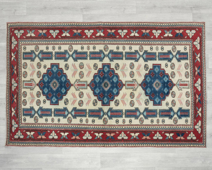 Neutral Oushak Rug 3' 8" x 5' 11" | No. VR38550