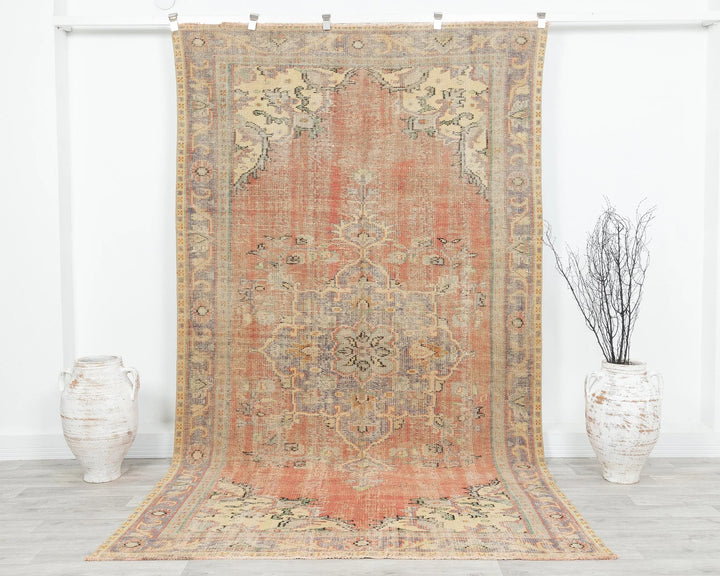 Multicolor Turkish Oushak Rug 5'7" x 10'1" Hand-Knotted | No. VR38561
