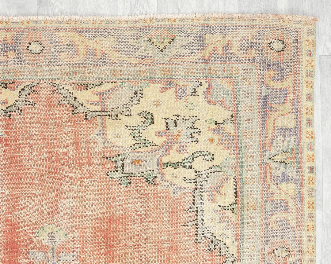 Multicolor Turkish Oushak Rug 5'7" x 10'1" Hand-Knotted | No. VR38561