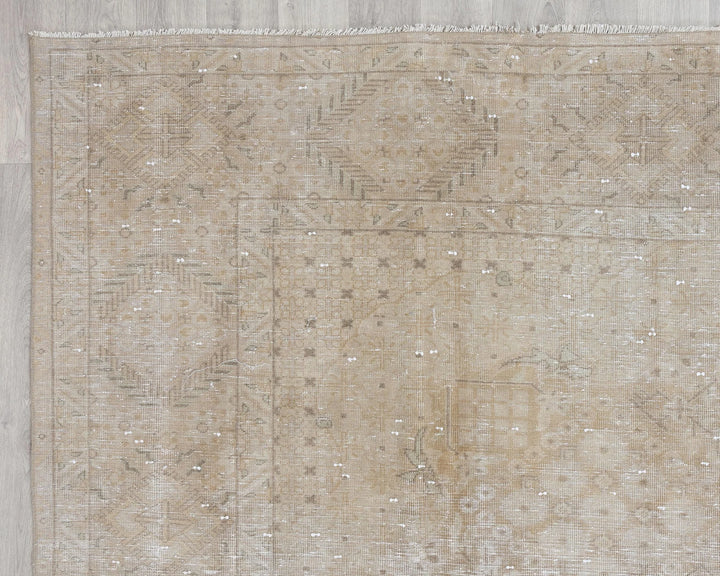 Beige Turkish Oushak Rug 9' x 12' 9" Hand-Knotted border