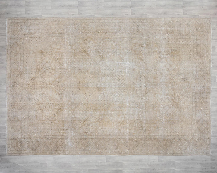 Beige Turkish Oushak Rug 9' x 12' 9" Hand-Knotted texture