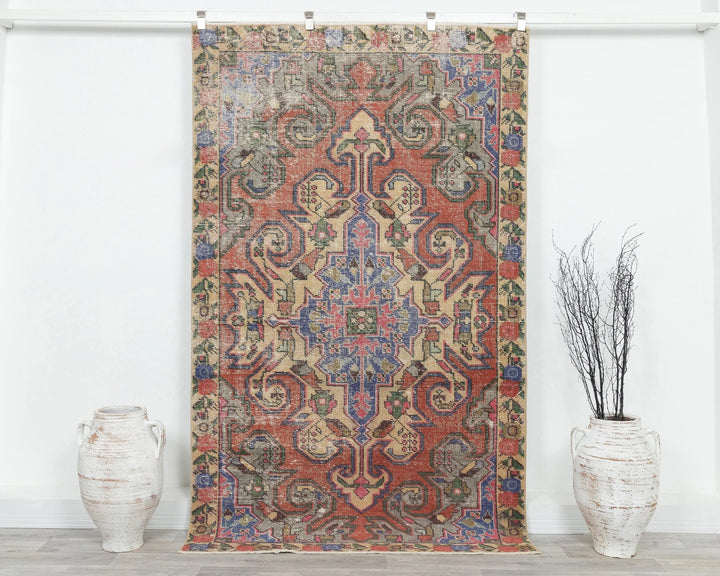 Pink Turkish Oushak Rug 7' 5" x 4' 6" Hand-Knotted | No. VR38663