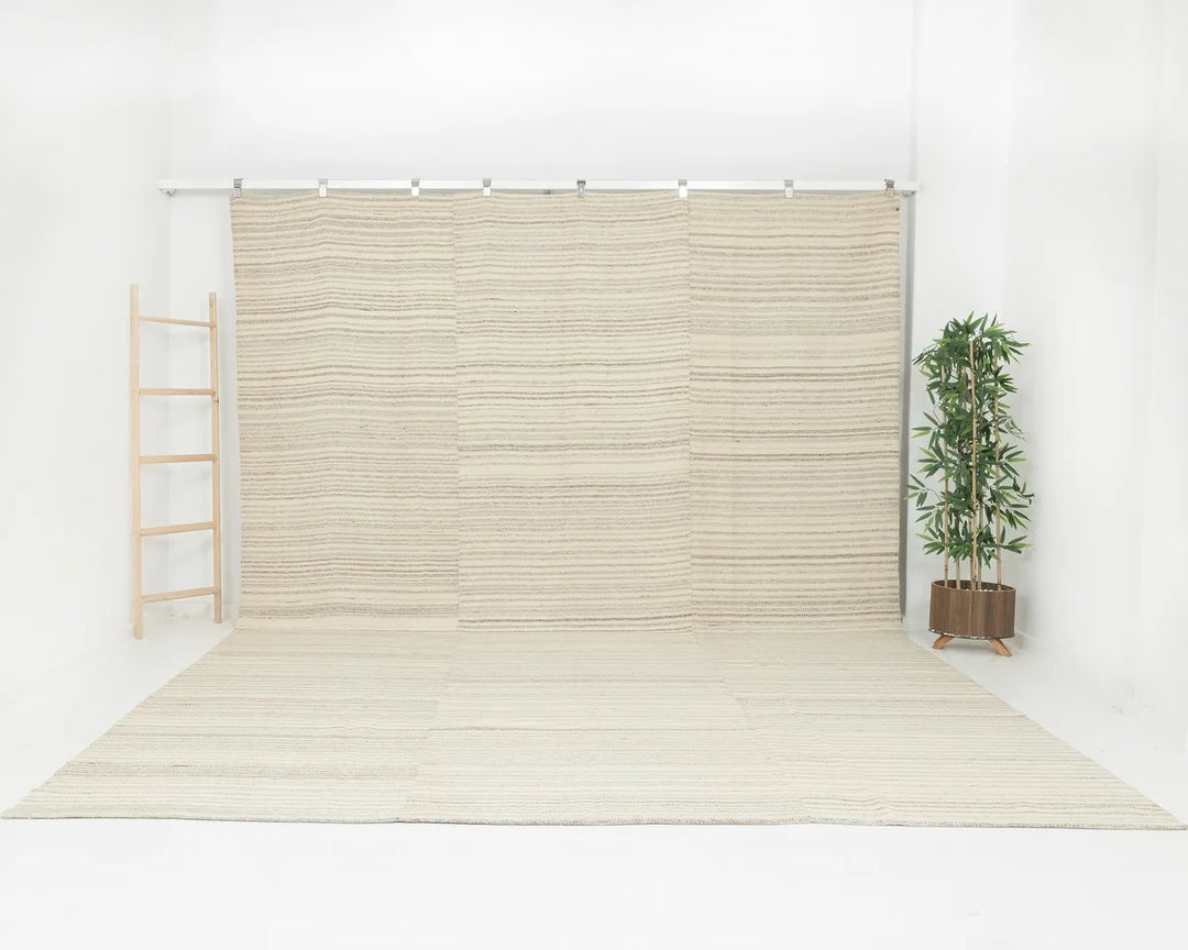 Beige Turkish Kilim Rug 10' x 13' 6" Flat-Weave | No. VR38724