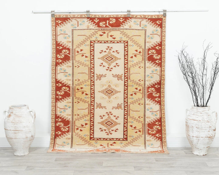 Yellow Turkish Oushak Rug 5' 9" x 4' 4" Hand-Knotted | No. VR38730