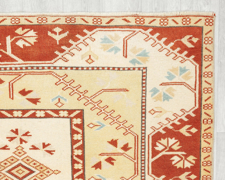 Yellow Turkish Oushak Rug 5' 9" x 4' 4" Hand-Knotted | No. VR38730