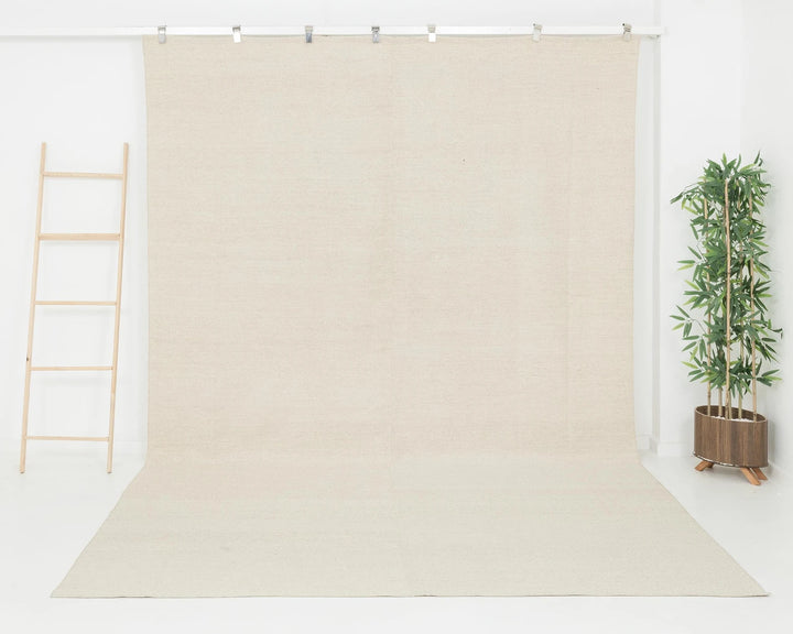 Beige Turkish Kilim Rug 8' x 11' 4" Flat-Weave | No. VR38766