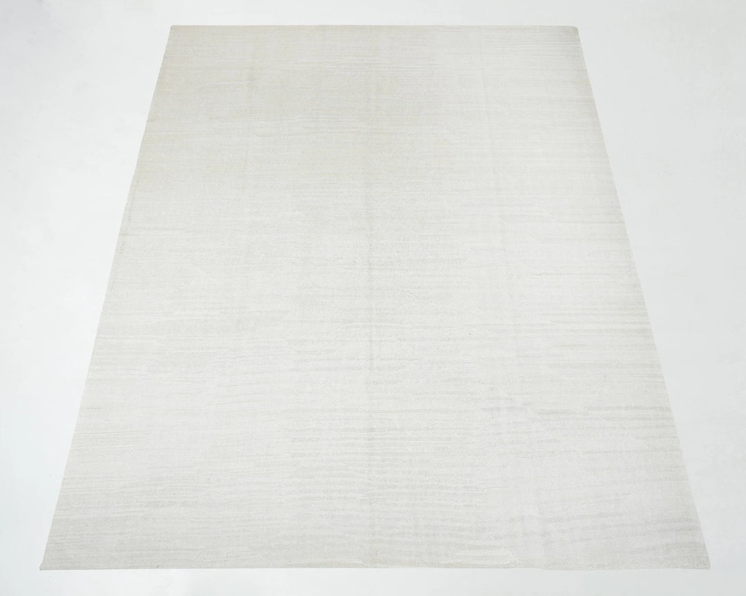 White Turkish Kilim Rug 12' 6" x 9' 11" Flat-Weave | No. VR38835