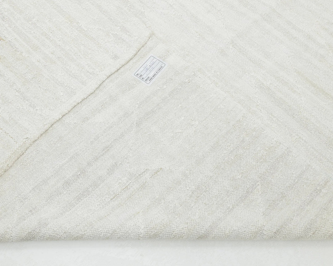White Turkish Kilim Rug 12' 6" x 9' 11" Flat-Weave | No. VR38835