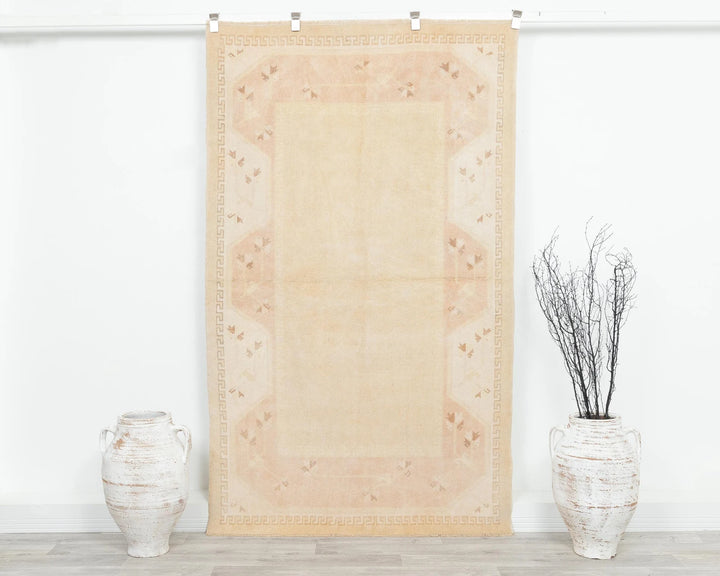 Beige Turkish Oushak Rug 4' x 6' 9" Hand-Knotted | No. VR38860