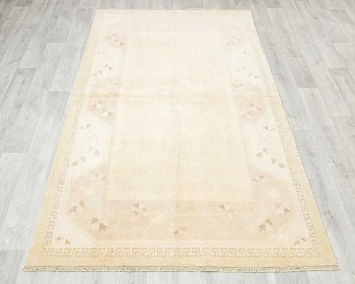 Beige Turkish Oushak Rug 4' x 6' 9" Hand-Knotted | No. VR38860