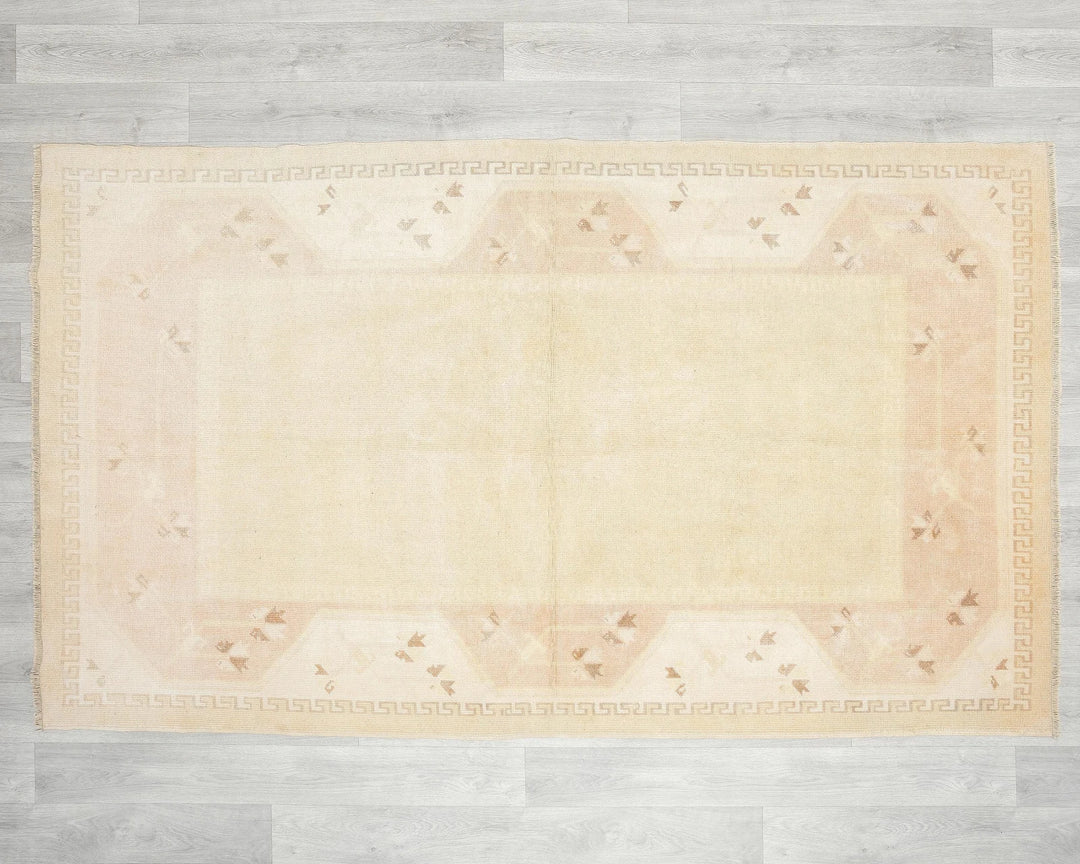 Beige Turkish Oushak Rug 4' x 6' 9" Hand-Knotted | No. VR38860