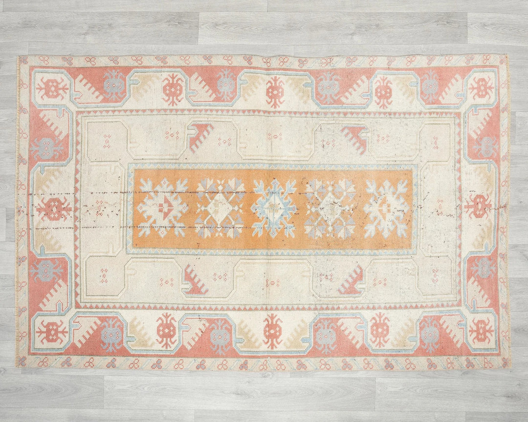 Multicolor Turkish Oushak Rug 6' x 3' 5" Hand-Knotted | No. VR38904