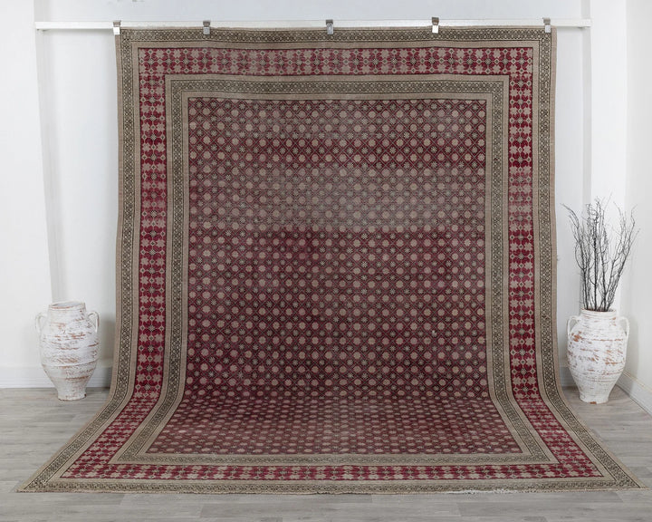 Burgundy Turkish Oushak Rug 8' 4" x 11' Hand-Knotted