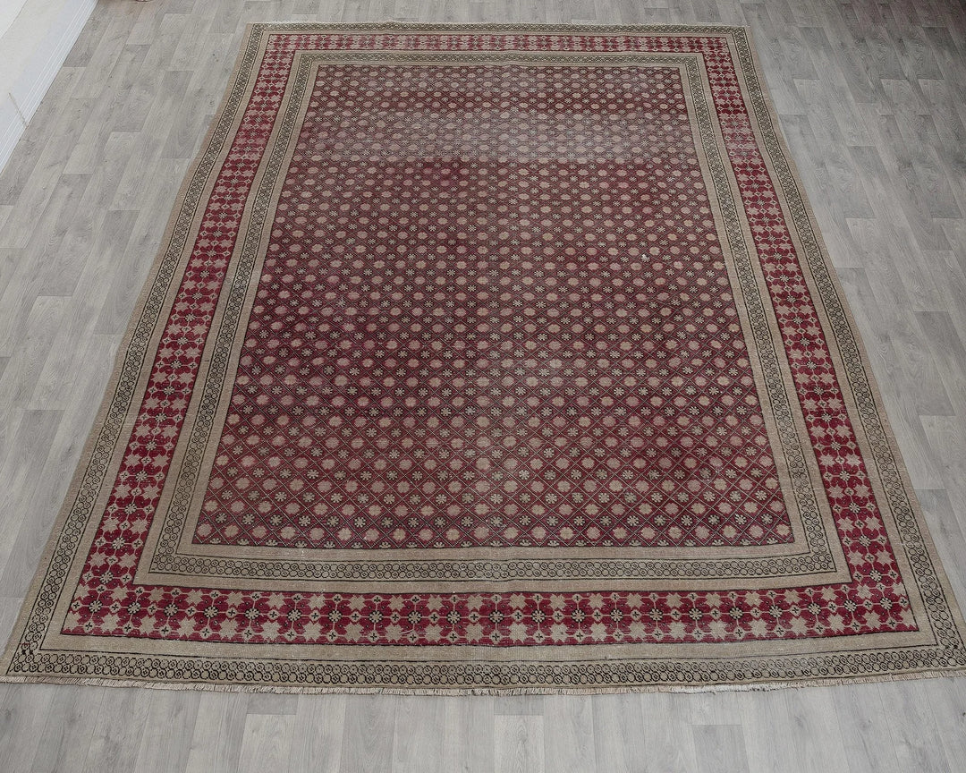 Burgundy Turkish Oushak Rug 8' 4" x 11' Hand-Knotted view 9