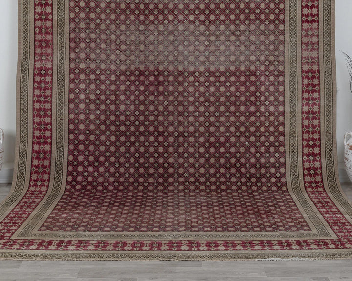 Burgundy Turkish Oushak Rug 8' 4" x 11' Hand-Knotted detail