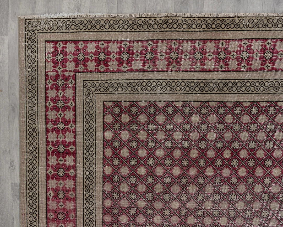 Burgundy Turkish Oushak Rug 8' 4" x 11' Hand-Knotted border