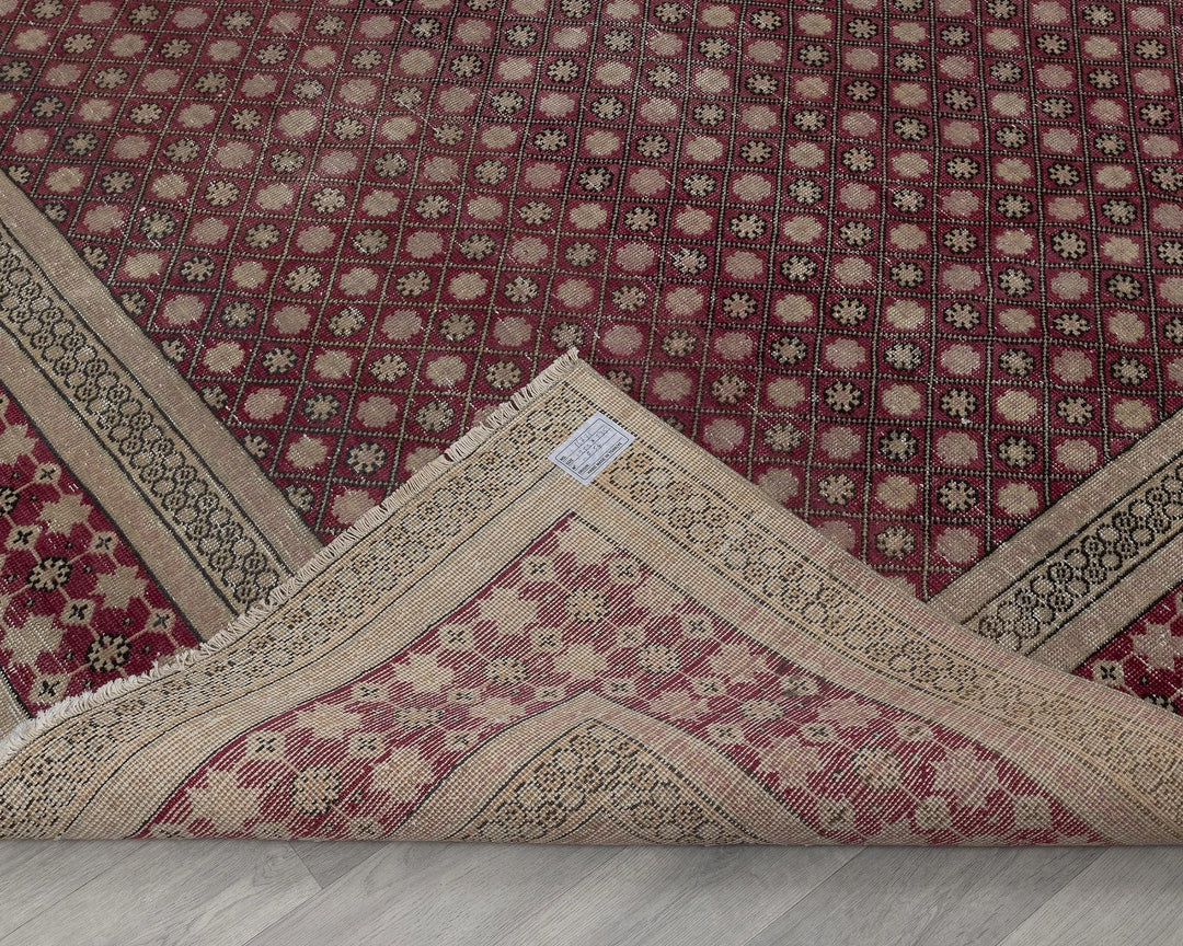Burgundy Turkish Oushak Rug 8' 4" x 11' Hand-Knotted field