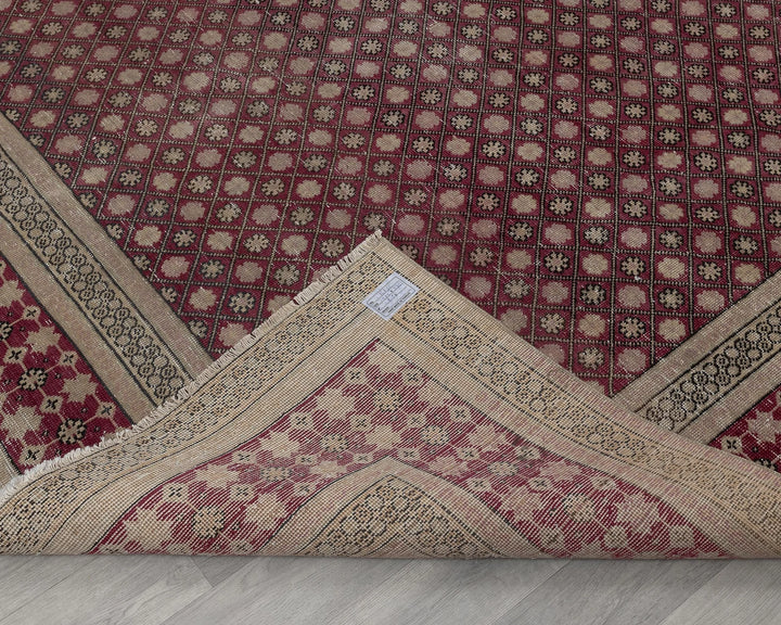 Burgundy Turkish Oushak Rug 8' 4" x 11' Hand-Knotted field
