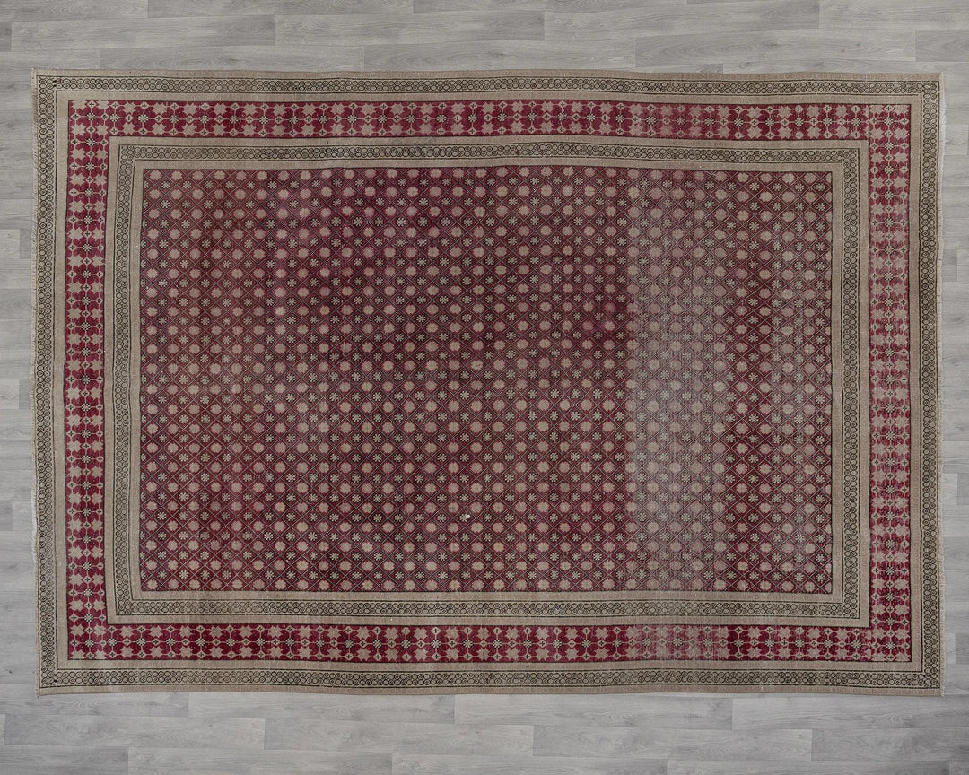 Burgundy Turkish Oushak Rug 8' 4" x 11' Hand-Knotted reverse