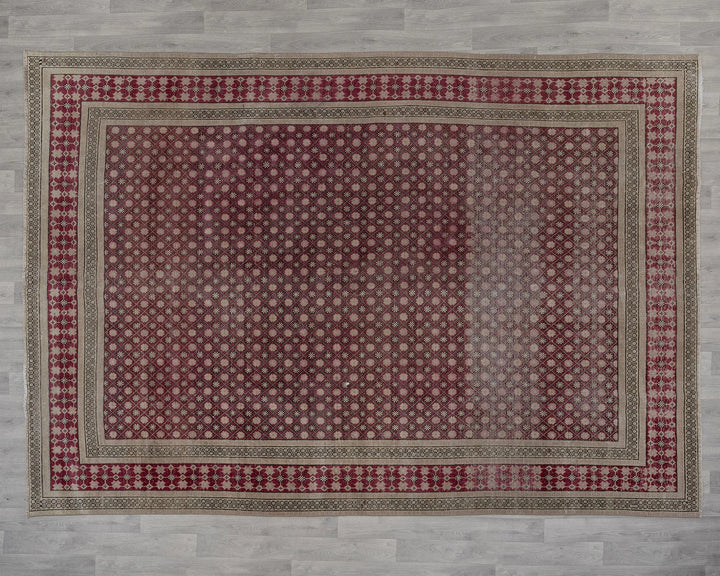 Burgundy Turkish Oushak Rug 8' 4" x 11' Hand-Knotted reverse