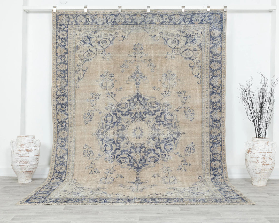 Multicolor Turkish Oushak Rug 7' 1" x 9' 8" Hand-Knotted | No. VR38953