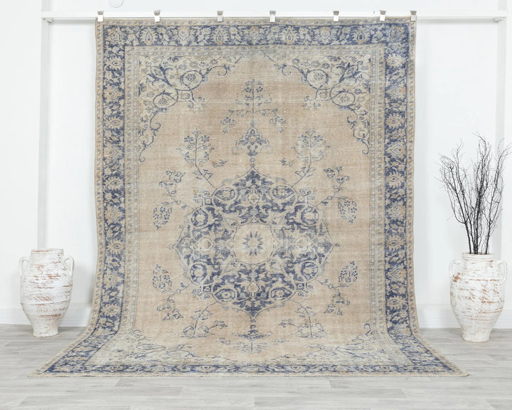Multicolor Turkish Oushak Rug 7' 1" x 9' 8" Hand-Knotted | No. VR38953