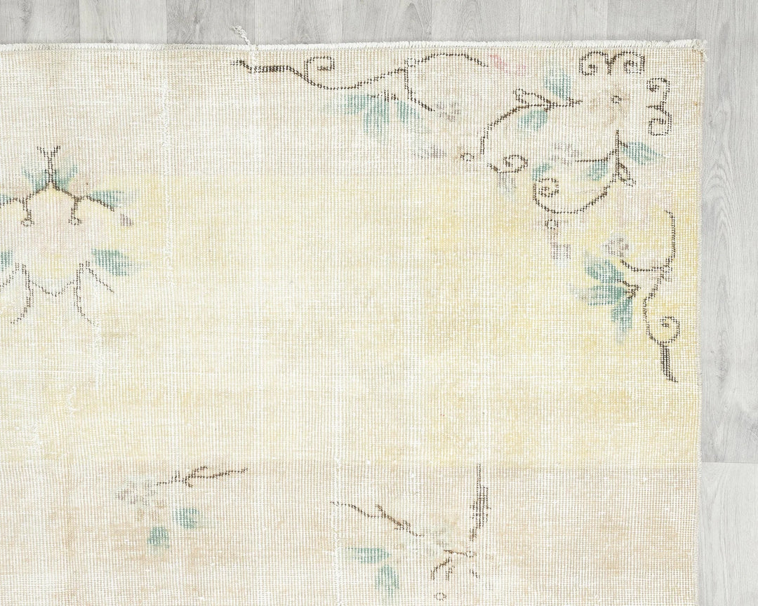 Beige Turkish Oushak Rug 6'1" x 8'10" Hand-Knotted | No. VR39235