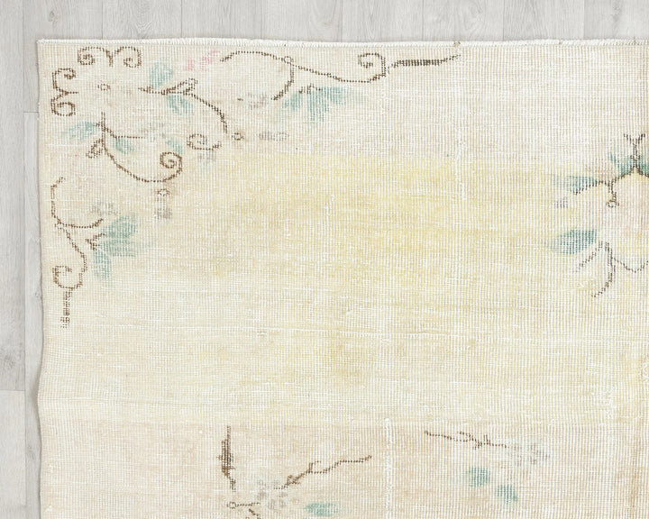 Beige Turkish Oushak Rug 6'1" x 8'10" Hand-Knotted | No. VR39235