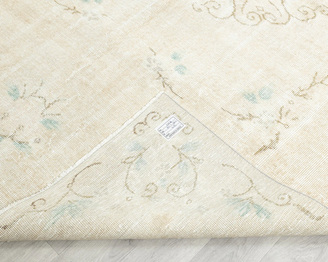 Beige Turkish Oushak Rug 6'1" x 8'10" Hand-Knotted | No. VR39235